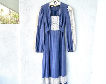 Vintage 1970s Gunne Sax Inspired Prairie Cottagecore Handmade Dress - Etsy