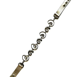 Vintage 70s 80s Chain Silver Leather Belt 1970s 1980s Artsy Snap Belt