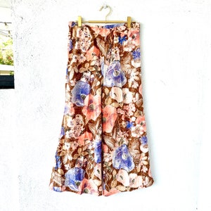 Vintage metalen jaren 70 palazzo-broek bloemen jaren 70 wijde wijde pijpen