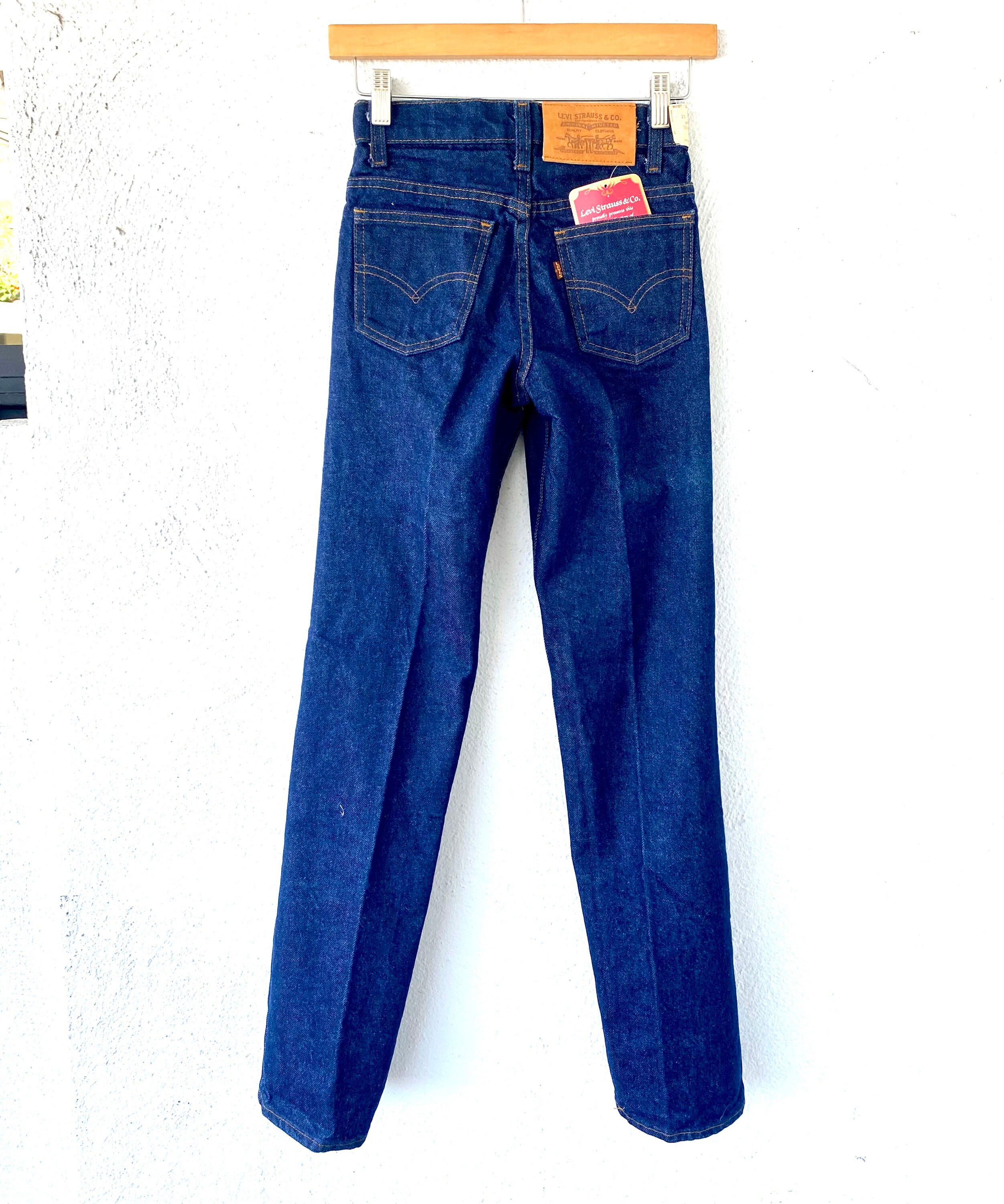Vintage Levi's Jeans 80s Dark Raw Denim Pants With Leather Patch
