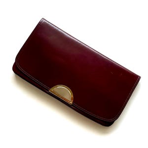 Vintage 70s Leather Clutch Bag 1970s Large Handbag Purse