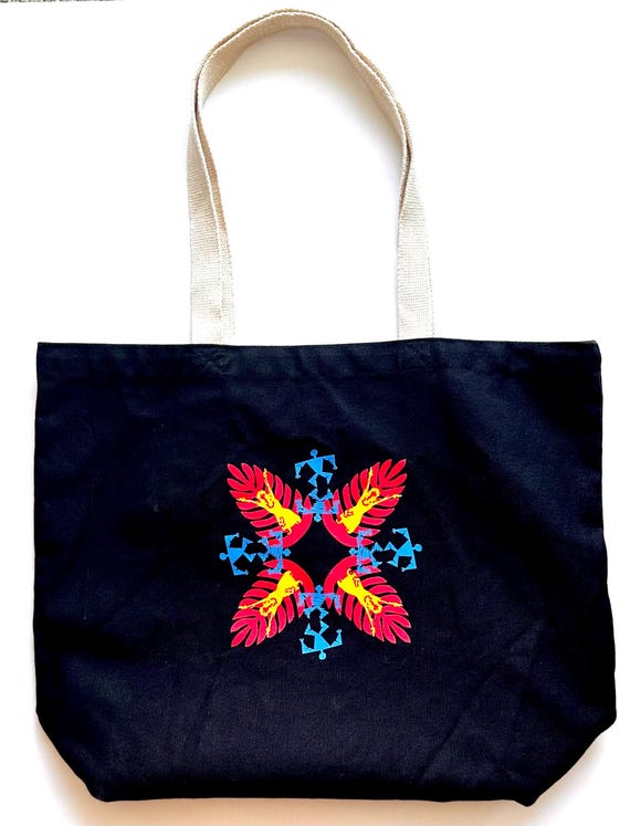 ヴィンテージハワイアンキルトトートバッグ：フラガール＆ペトログリフ