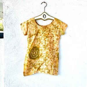 Vintage 70s Gauze Batik Shirt Tie Dye Natural Top