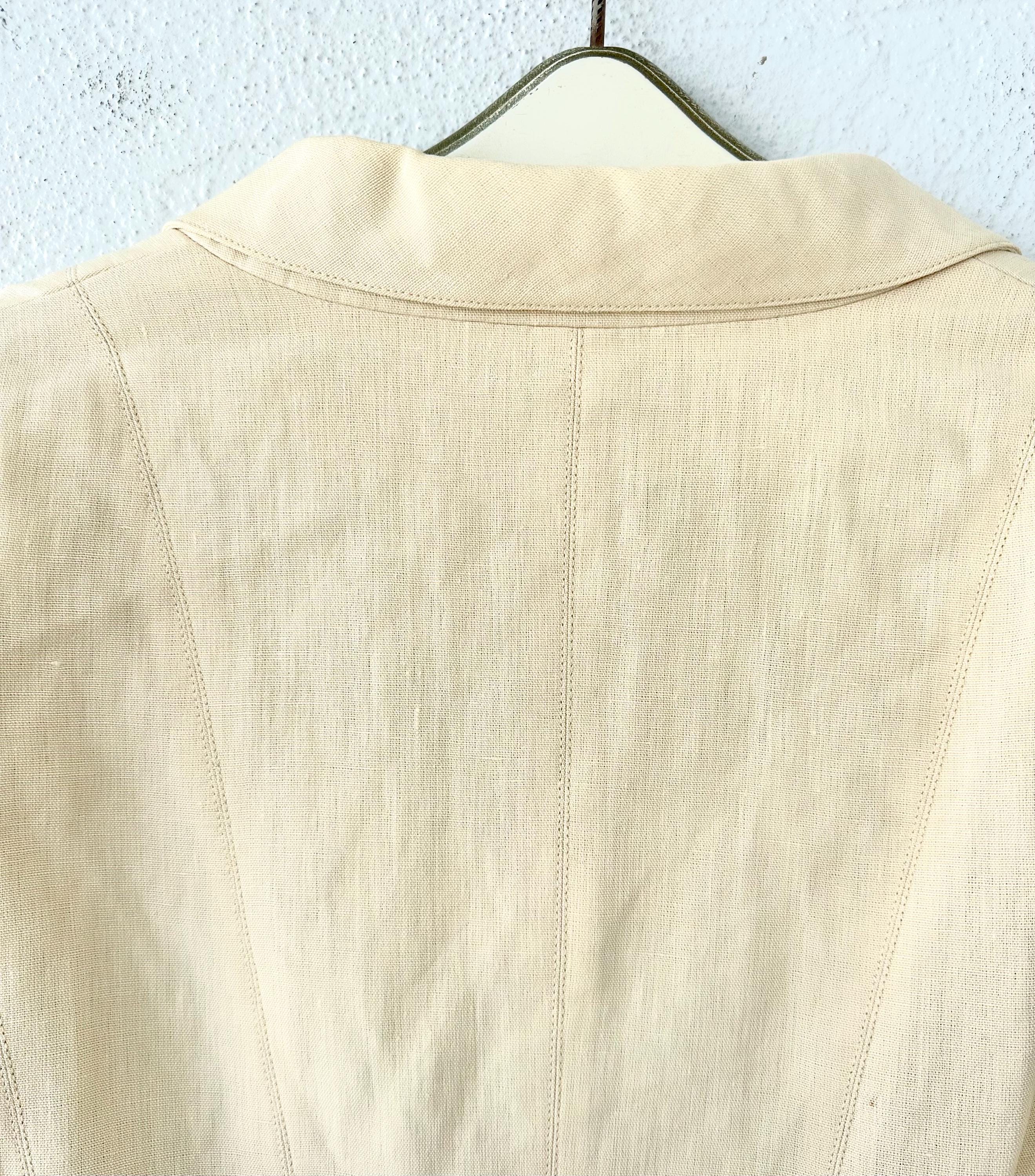 Vintage Claude Montana Suit 1980s Jacket Skirt off White Beaded
