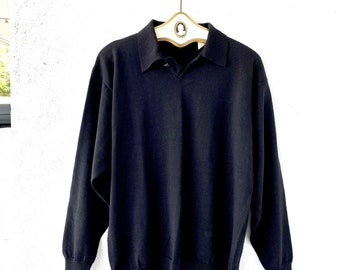 Vintage Versace krage svart 90-tals minimalistisk tröja