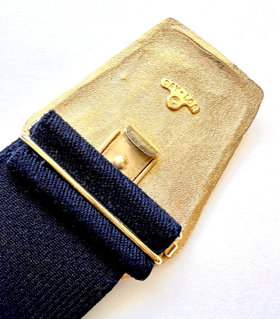 Vintage 80s Navy & Gold Wide Belt: Minimalist Glam Buckle - Etsy display picture 2