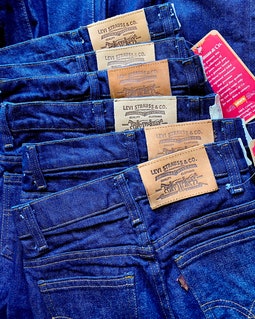Vintage Levi's Jeans 80s Dark Raw Denim Pants With Leather Patch