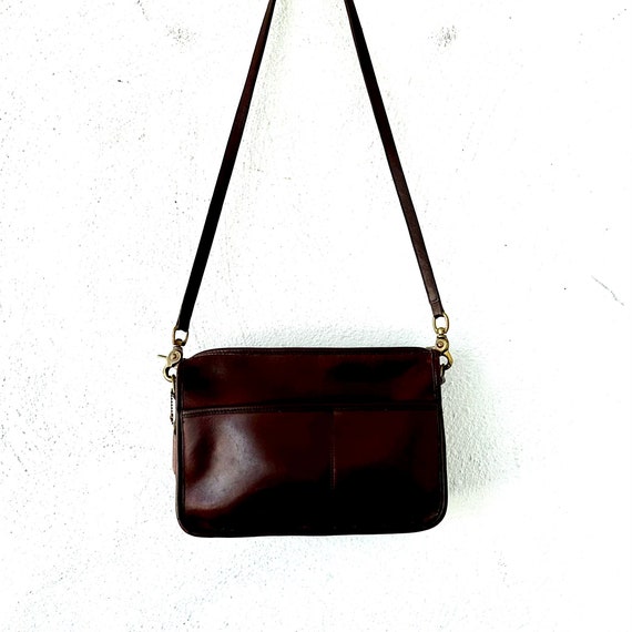 Vintage Coach 1970s 1980s Bag // Brown Leather Mi… - image 1