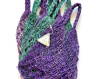 Sac Filet Fourre-tout Fait Main Au Crochet - 100% Coton Récupéré - Taille Moyenne - Rose
