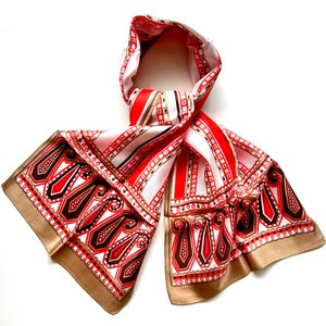 Vintage 60s 70s Paisley Boho Striped Scarf 1970s Italian Hair Accessories