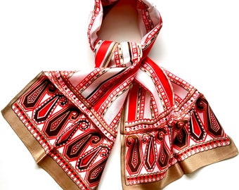 Foulard rayé bohème cachemire vintage des années 60 et 70, accessoires pour cheveux italiens des années 70