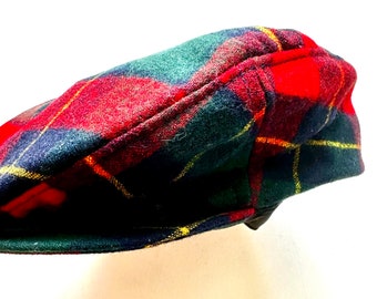 Vintage Pendleton Plaid Newspaper Boy Red Flat Cap Hat