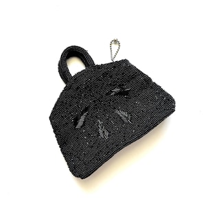 Vintage Art Deco Beaded Bag 1920s Black Handbag