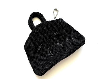 Vintage Art Deco Beaded Bag 1920s Black Handbag