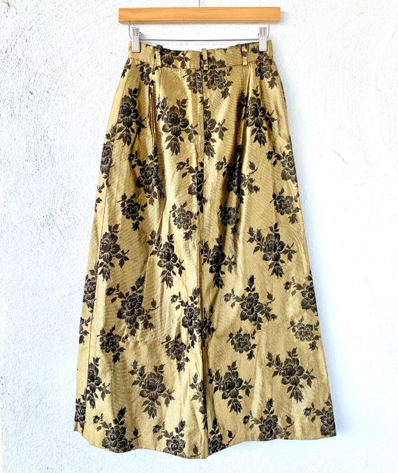 Vintage 60s Gold Lurex Brocade Long Maxi High Wai… - image 6