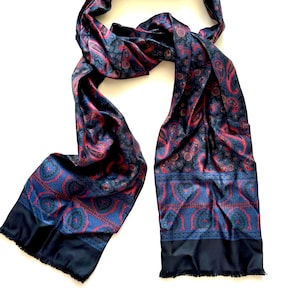Vintage Harrods Silk Ascot Tie Bow Necktie Paisley Hair Scarf