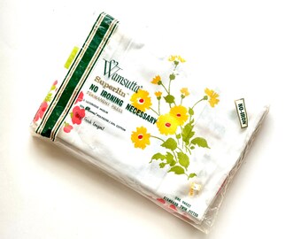 Vintage 70s Bright Floral Sheets 1970s Twin Sheet Wamsutta Ropa de cama