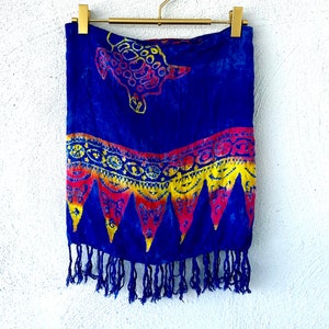 Vintage 90er Jahre Y2k Schmetterling Batik Wickelrock Hawaii Pareo Kurz Badeanzug Coverup