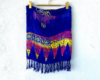 Vintage jaren 90 Y2k vlinder tie-dye wikkelrok Hawaii pareo korte badpak cover-up