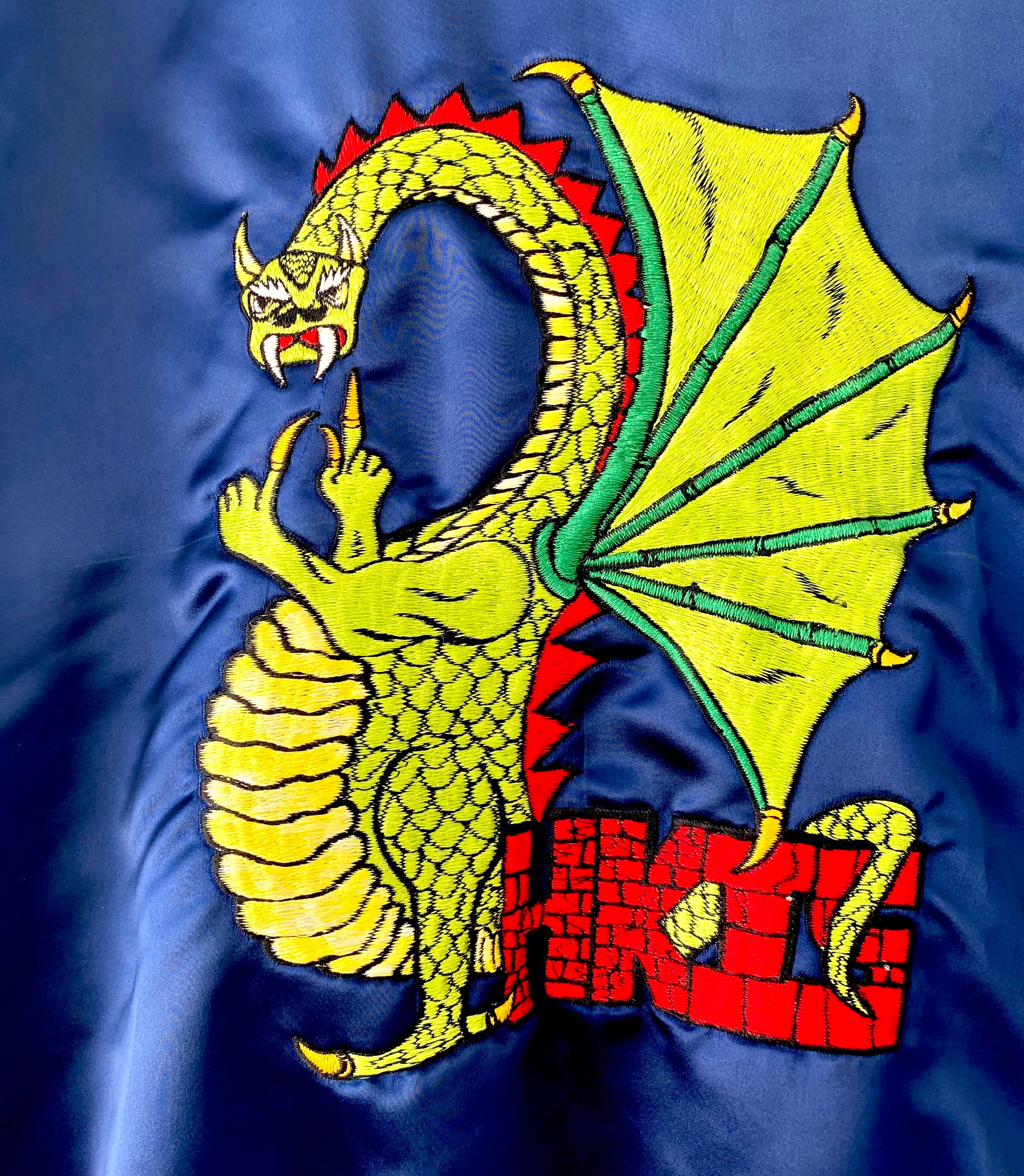 Vintage Embroidered Dragon Satin Bomber Blue 70s Asian Jacket - Etsy