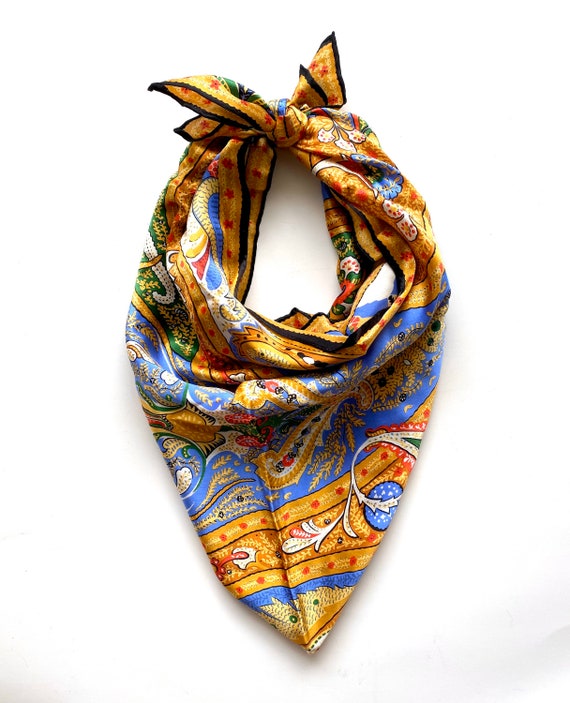 Vintage 80s 90s Baroque Paisley Graphic Scarf // … - image 2