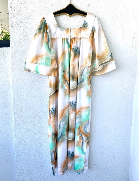 Vintage 70s Hawaiian Dress 1970s Hawaii Muumuu Tie Dye - Gem