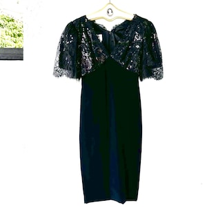 Vintage 80s Glam Sequin Dress // 1980s Party Costume Metallic LBD NYE Dress