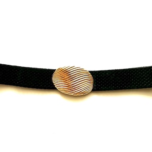 Vintage 80s Gold Wave Metal Buckle Elastic Wide Belt Black Gold Minimalist 1980s Glam Belt