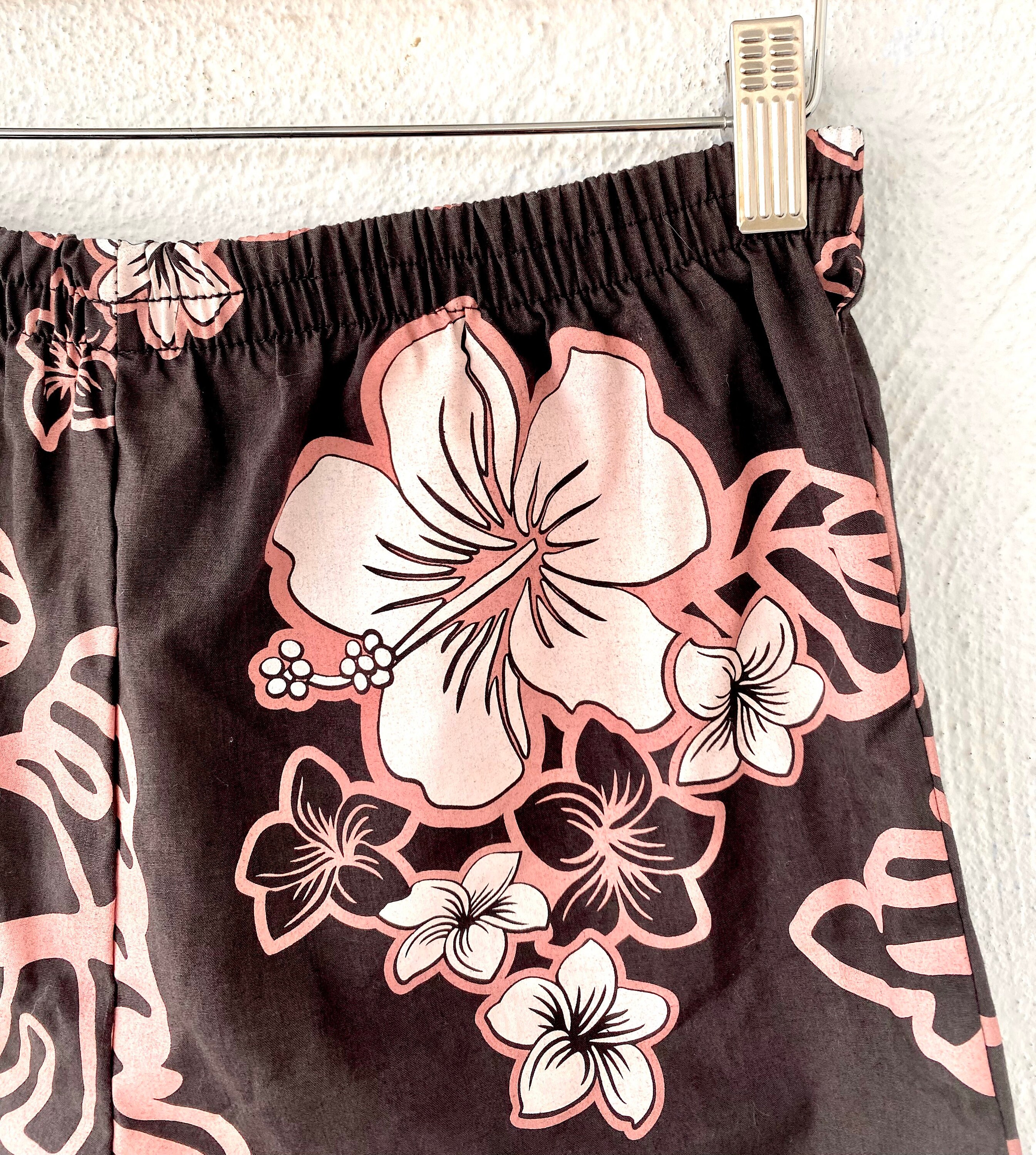 Vintage Hawaiian Floral Shorts 80s 90s Hawaii Pink Hibiscus High