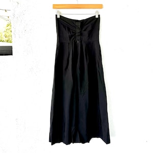 Vintage 1940s Strapless Dress 1940s Ribbed Black Empire Waist Dress
