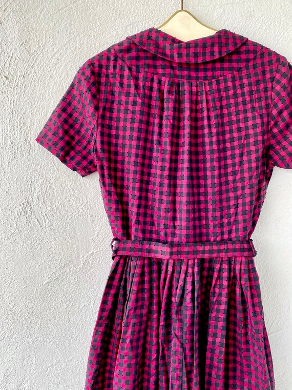 Vintage 1950s Apron Dress Cay Artley Gingham Chec… - image 8