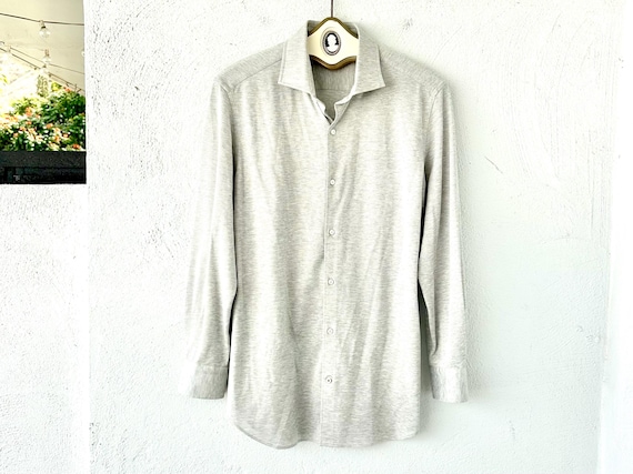 Loro Piana, Vintage Loro Piana Gray Collared Shirt Basic Pima Cotton