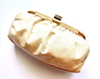 vintage Susan Gail Sac à bandoulière blanc en cuir Sac à main en peau de serpent Pochette
