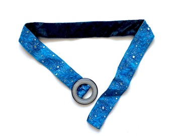 Vintage 90s Y2K Beaded Tassel Belt Gunmetal Blue Crystal Boho Glam Statement Vintage 90s Y2k Boho Embroidered Belt Blue Beaded Sash - Etsy main image 2