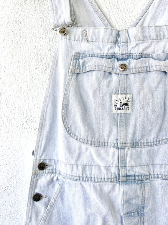 Vintage 90s Lee Dungarees Riveted Shortalls Faded Jean Overalls