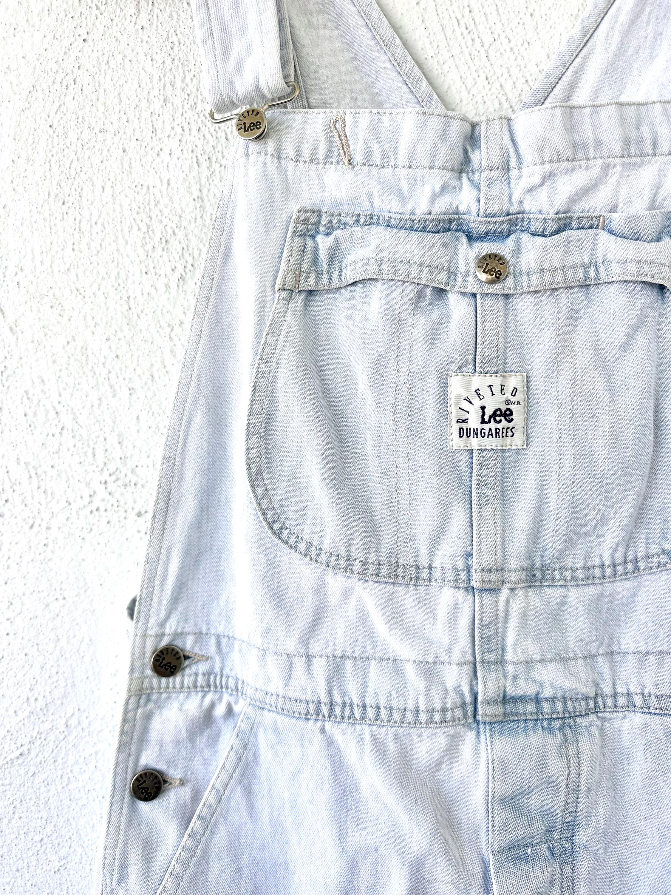 Vintage 90s Lee Dungarees Riveted Shortalls Faded Jean Overalls