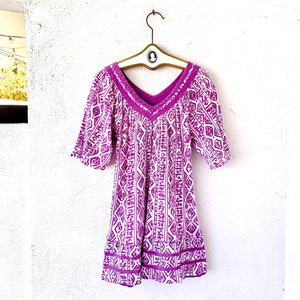 Vintage 80s 90s Gauze Abstract Dress