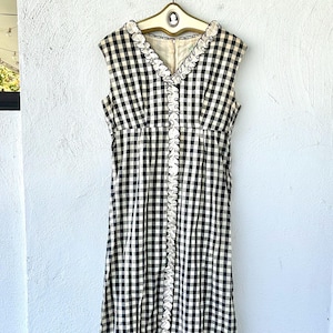 Vintage jaren &#39;50 &#39;60 Hawaiiaanse Palaka Muumuu Jaren &#39;50 Hawaii Cottage Prairiejurk jaren 1950