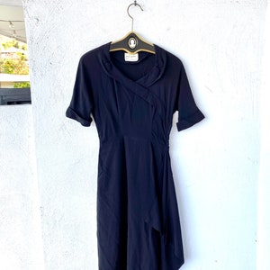 Vintage 40s Paul Sachs Asymmetrical Black Dress