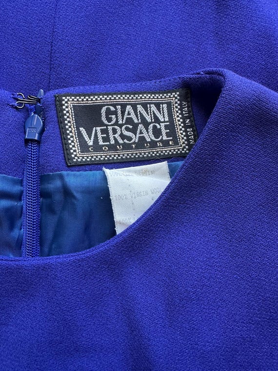 Vintage Gianni Versace Blue Dress 1990s Big Button Shirtdress