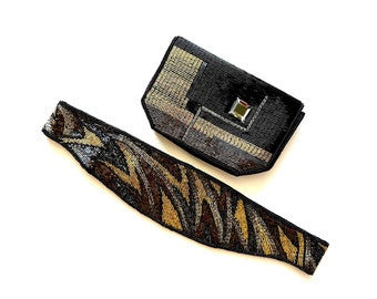 Sequin Beaded Purse and Belt//vintage 80s Style - Etsy display picture 3
