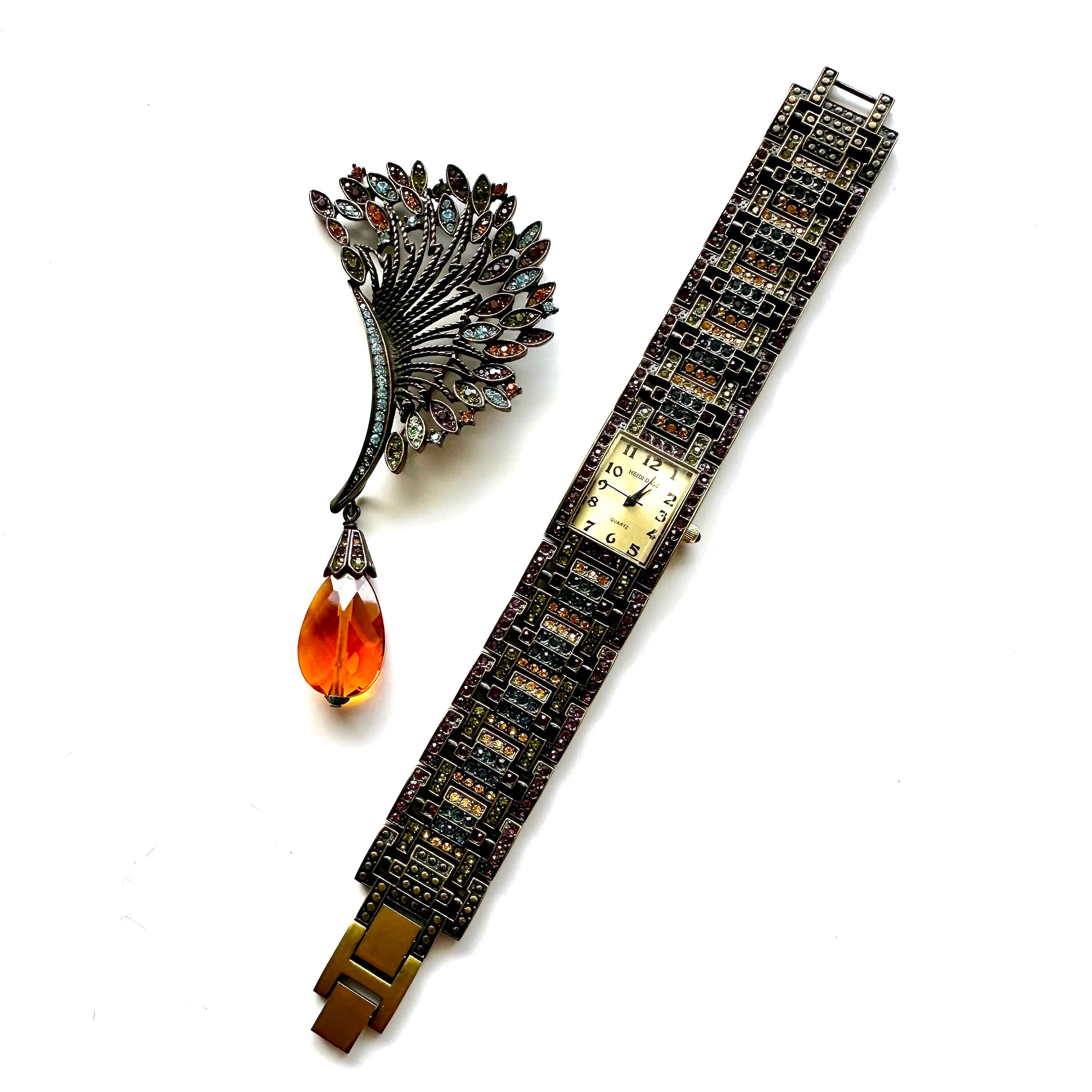 Heidi Daus Vintage Deco watch bracelet. EUC size S/M Vintage Heidi Daus Retired Pin and Art Deco Bracelet Watch  main image 3