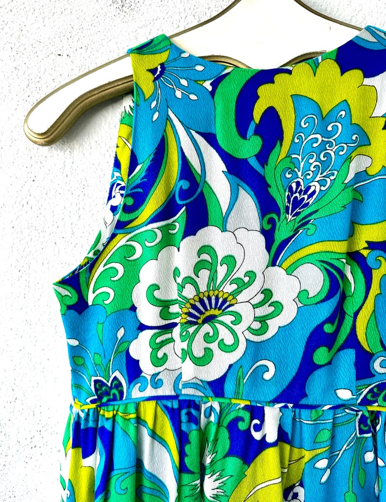 Vintage 60s 70s Hawaiian Bright Bold Floral Dress 1960s 1970s Hawaii ...
