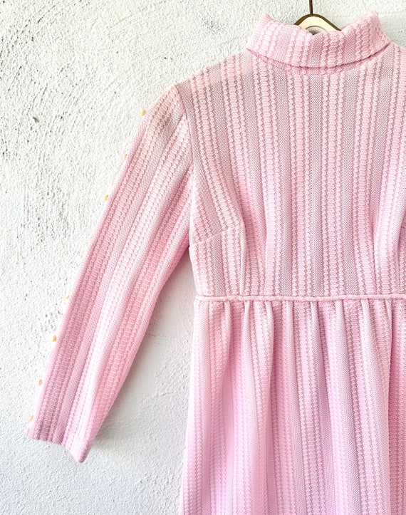 Vintage 1960s Pink Babydoll Knit Dress 60s Turtle… - image 2