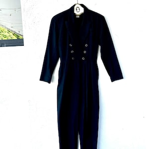 Vintage 90s Menswear Jumpsuit 1990s Minimalist Black Dress One Piece