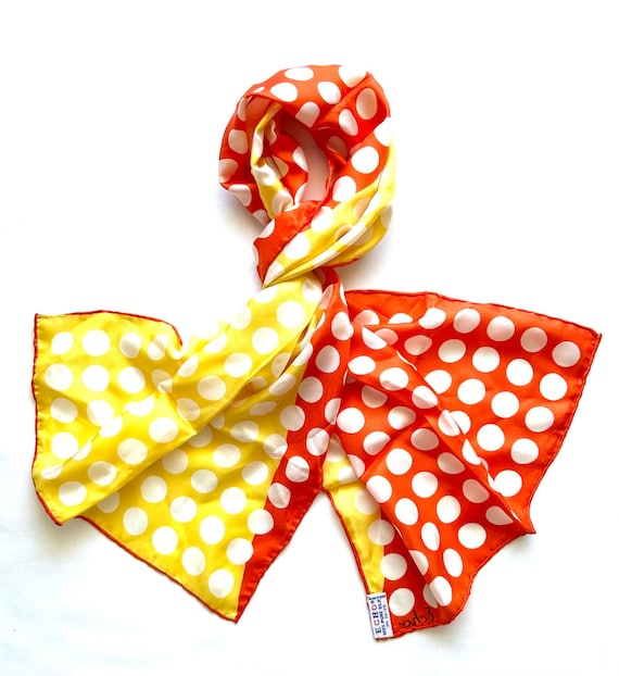 Vintage Echo Silk Scarf: 60s Mod Polka Dot Accessories
