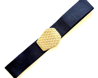 VINTAGE 80s Gold Seashell Belt | Stretch Elastic Waist Belt  display picture 1