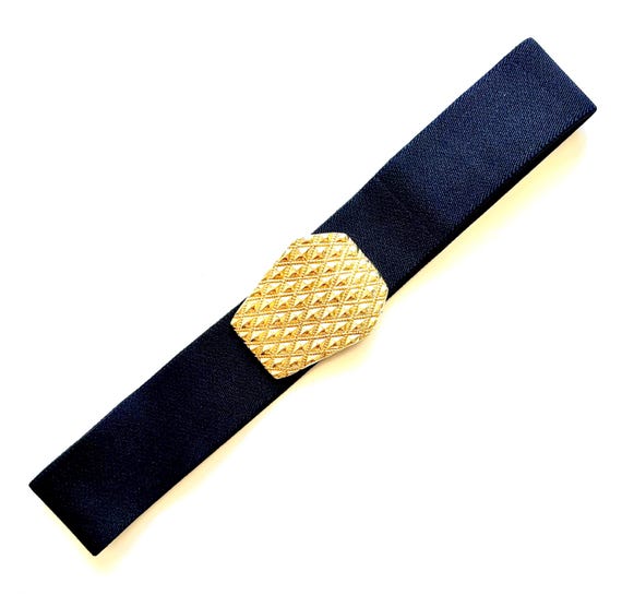 Vintage 80s Navy & Gold Wide Belt: Minimalist Glam Buckle - Etsy