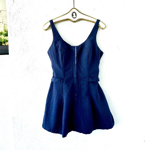 Vintage 50s Swimsuit Romper 1950s Gabar Playsuit Blue One Piece Swimsuit