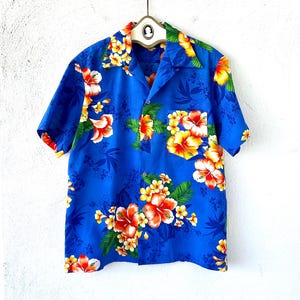 Vintage 70s Hawaiian Aloha Shirt Fiji Polynesian 1970s Large Collar Shirt Hawaii Tiki Top